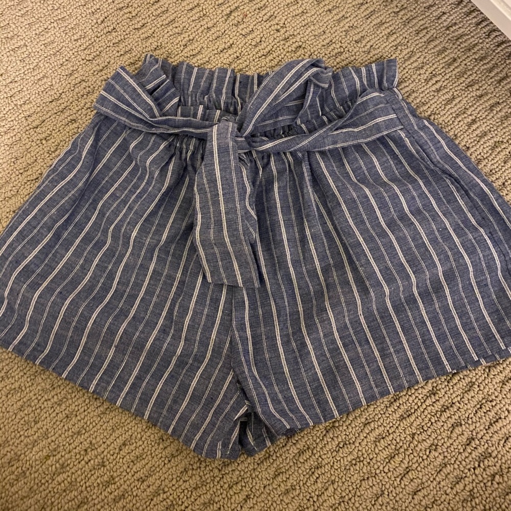 Blue and white striped shorts